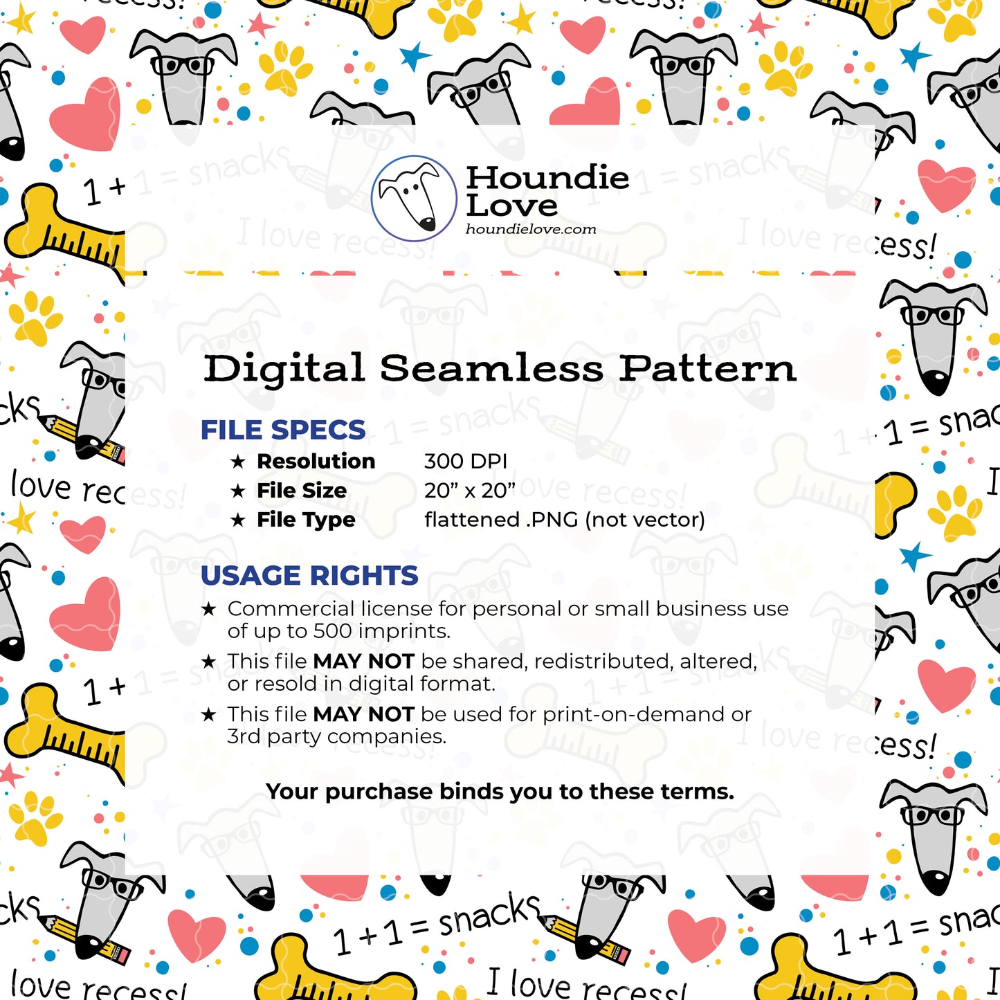 Dogs Doing Math Back to School – Digital Seamless Pattern
