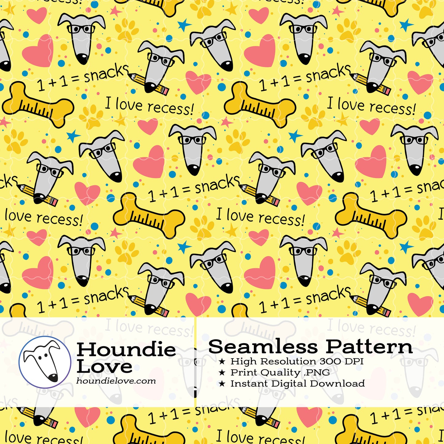 Dogs Doing Math Back to School – Digital Seamless Pattern