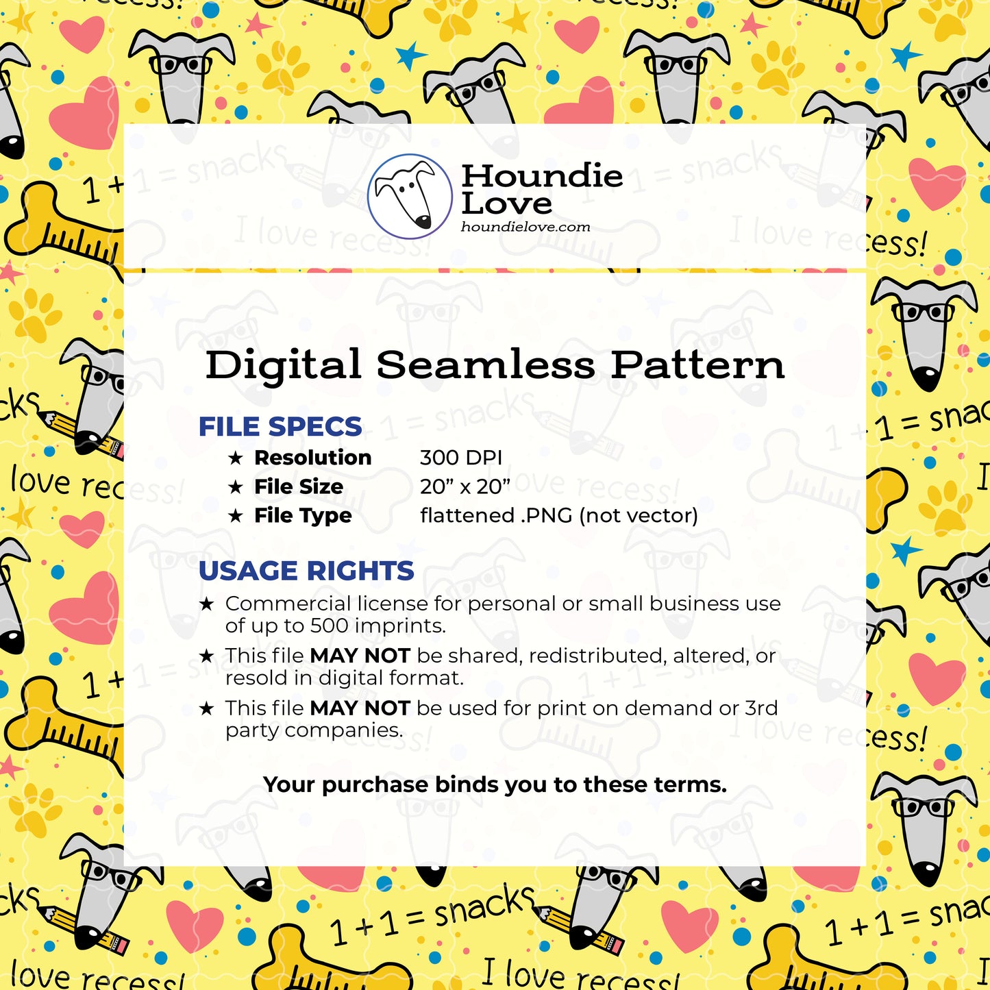 Dogs Doing Math Back to School – Digital Seamless Pattern