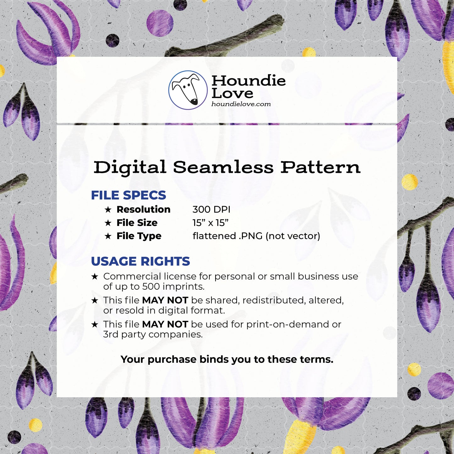 Deadly Nightshade Floral Seamless Pattern • Watercolor Purple Gothic Digital Paper • Belladonna