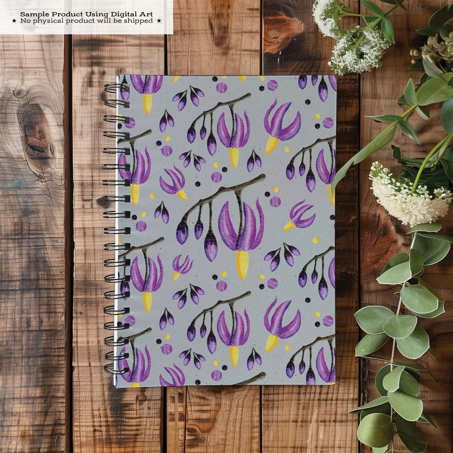Deadly Nightshade Floral Seamless Pattern • Watercolor Purple Gothic Digital Paper • Belladonna