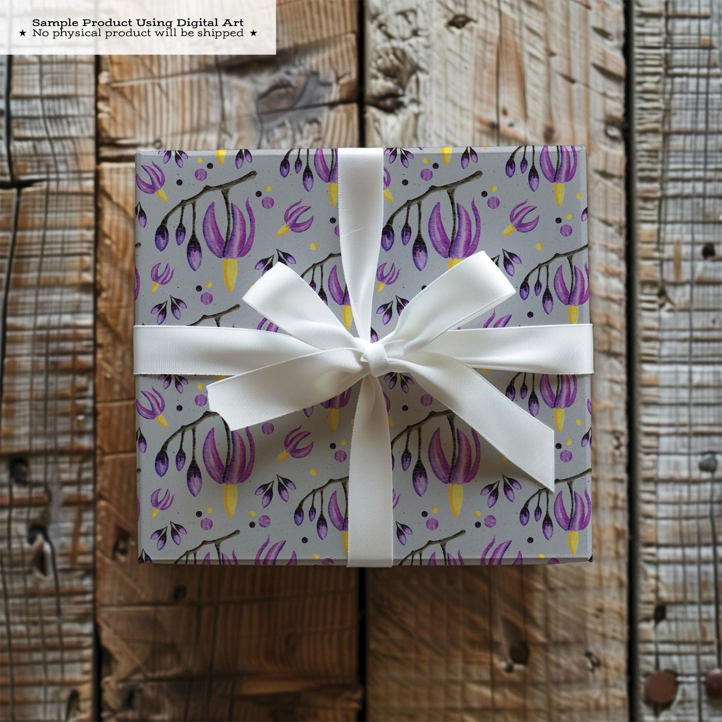Deadly Nightshade Floral Seamless Pattern • Watercolor Purple Gothic Digital Paper • Belladonna