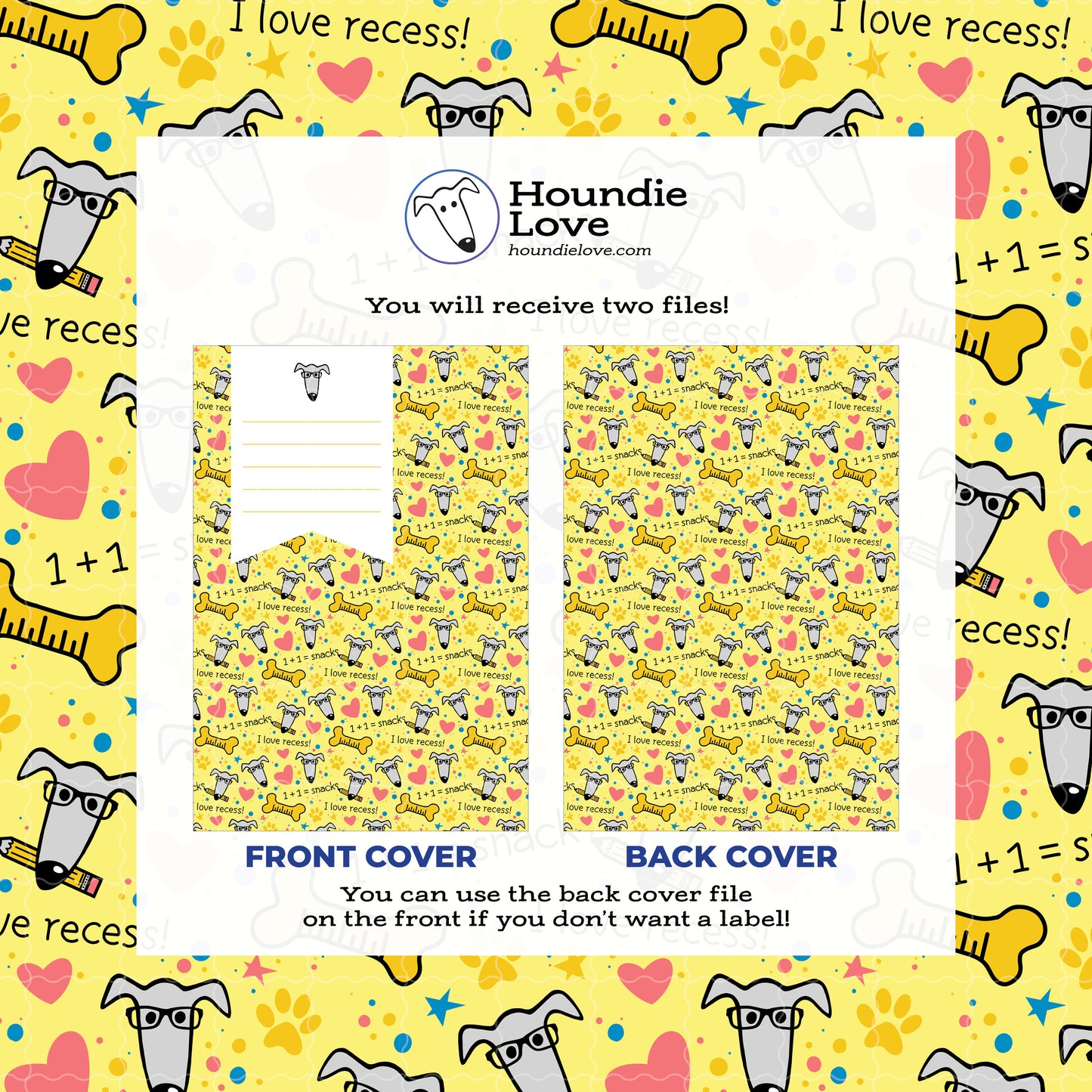 Printable Composition Notebook Cover PNG • Dogs Doing Math Back to School • Instant Download PNG • Front & Back Files