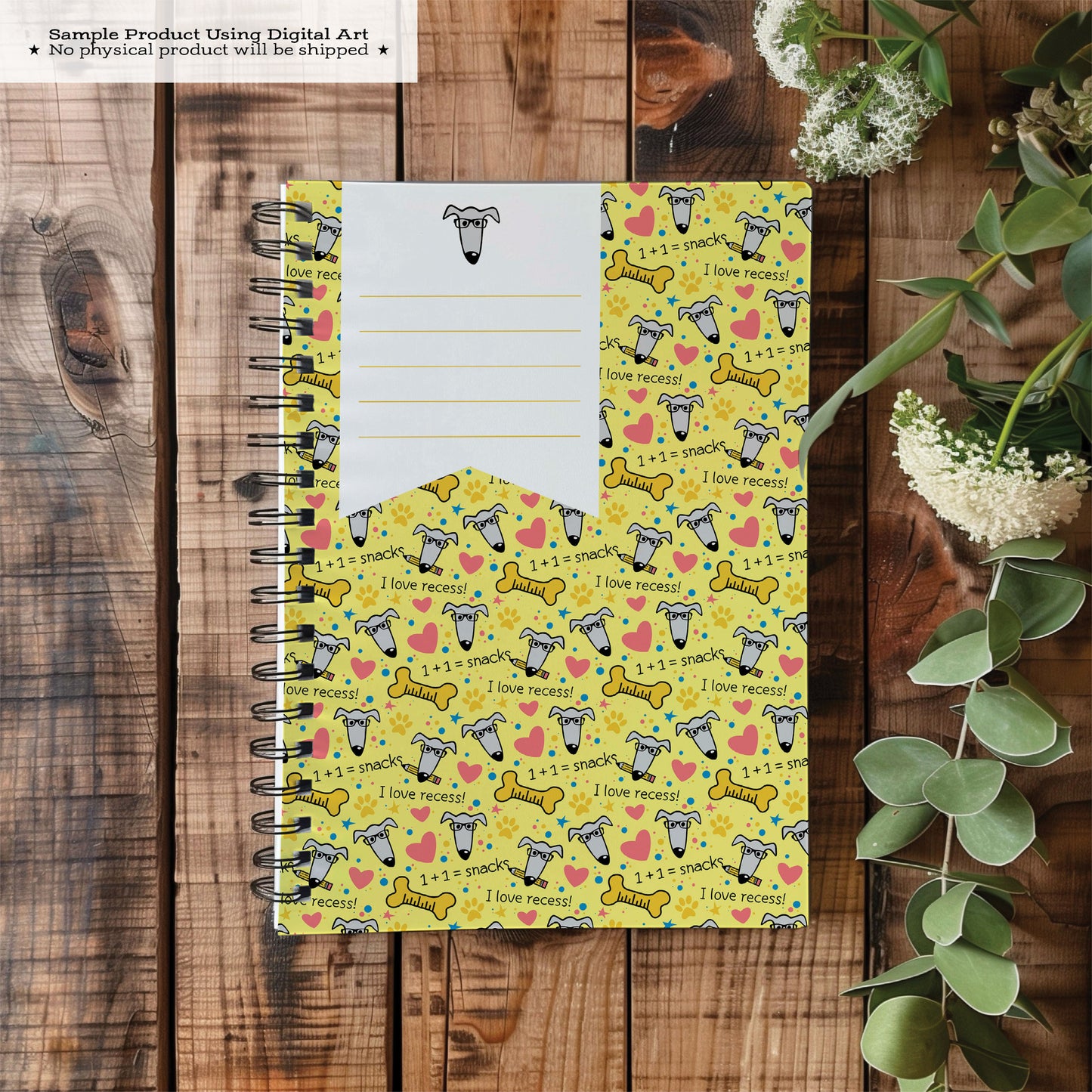 Printable Composition Notebook Cover PNG • Dogs Doing Math Back to School • Instant Download PNG • Front & Back Files