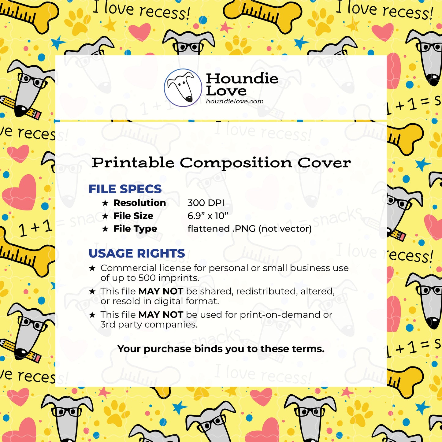 Printable Composition Notebook Cover PNG • Dogs Doing Math Back to School • Instant Download PNG • Front & Back Files