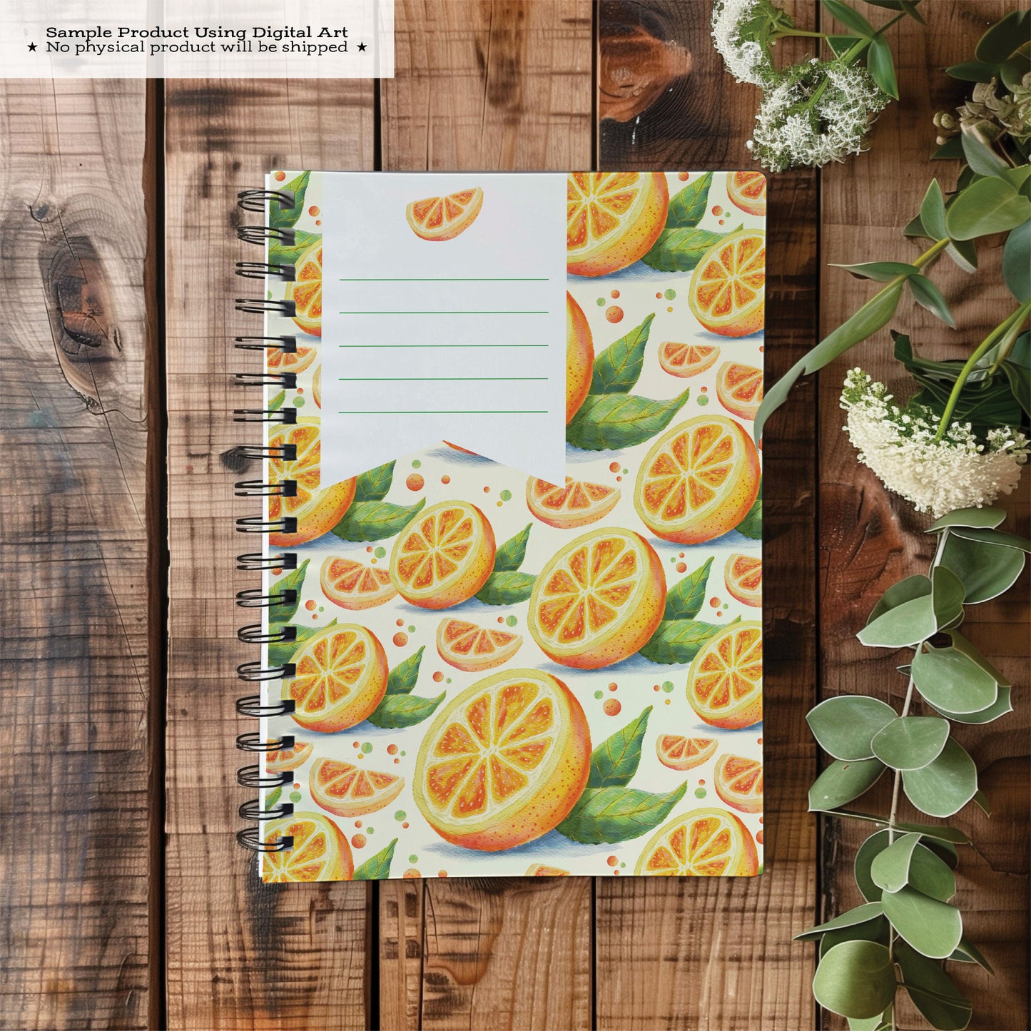 Citrus Sunshine • Watercolor Oranges and Slices • Printable notebook cover • Original Watercolor Art