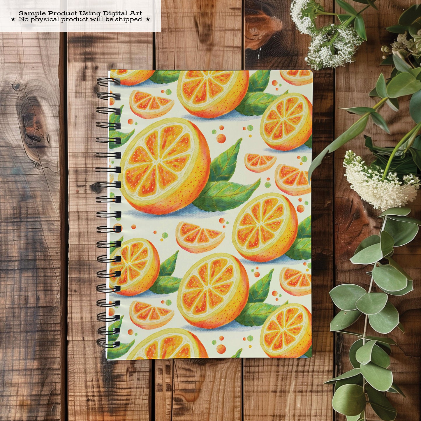Citrus Sunshine Seamless Pattern • Watercolor Orange Slice Digital Paper • Summer Fruit Fabric Design PNG