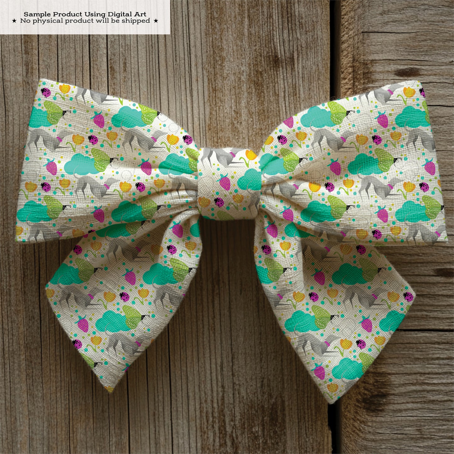 Greyhounds chasing butterflies in a summer garden – Digital Seamless Pattern