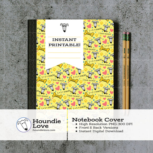 Printable Composition Notebook Cover PNG • Dogs Doing Math Back to School • Instant Download PNG • Front & Back Files