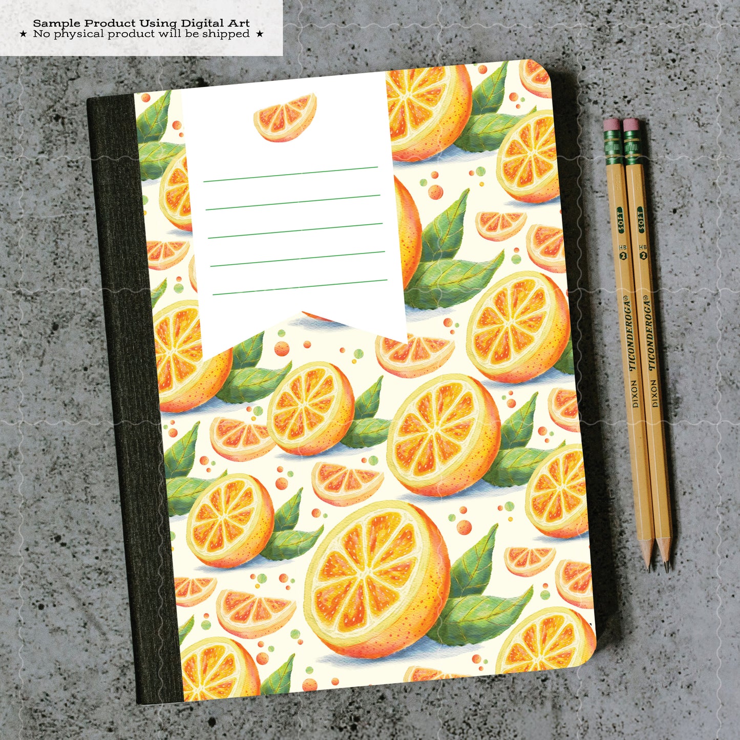Citrus Sunshine • Watercolor Oranges and Slices • Printable notebook cover • Original Watercolor Art
