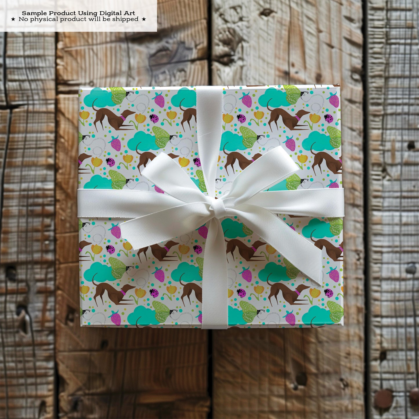 Greyhounds chasing butterflies in a summer garden – Digital Seamless Pattern