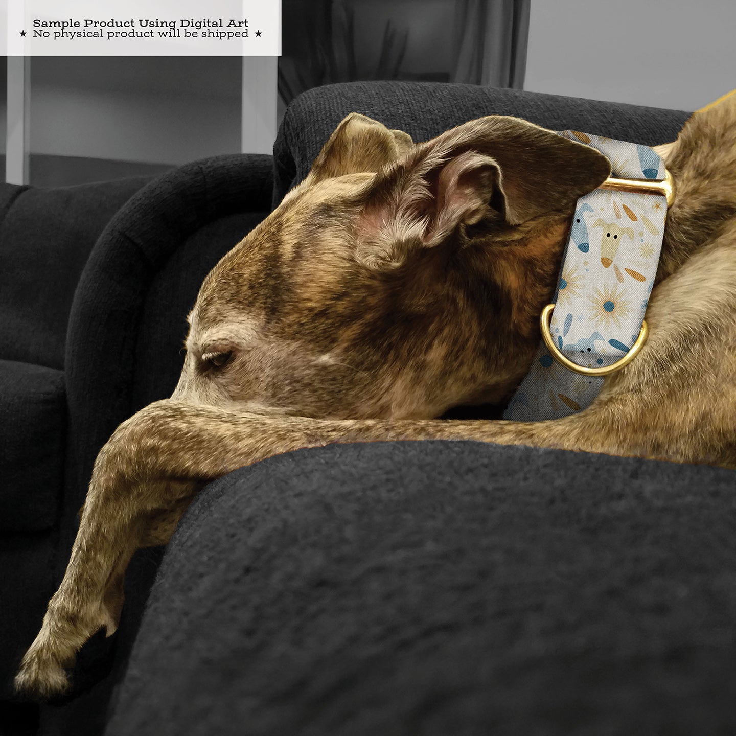 Wildflower Pups Seamless Pattern • Greyhound Floral PNG • Soft Cream Digital Download for Scrapbooking & Crafts